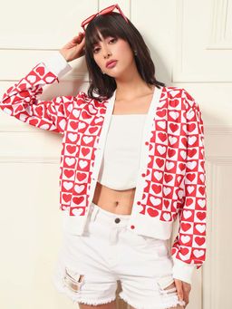 Tandul - Women Charming Red and White Cardigan