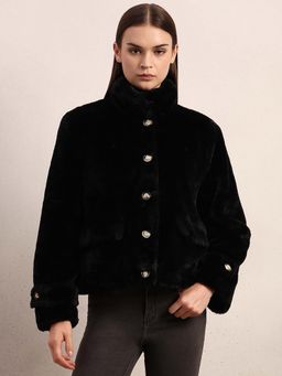 VERO MODA - Faux Fur Buttoned Jacket