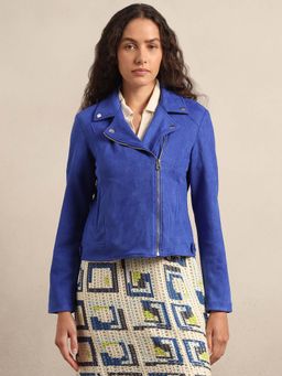 VERO MODA - Blue Faux Suede Biker Jacket