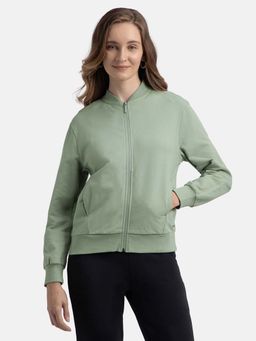 Jockey - A111 Women Super Combed Cotton Drop Shoulder Styled Jacket - Iceberg Green
