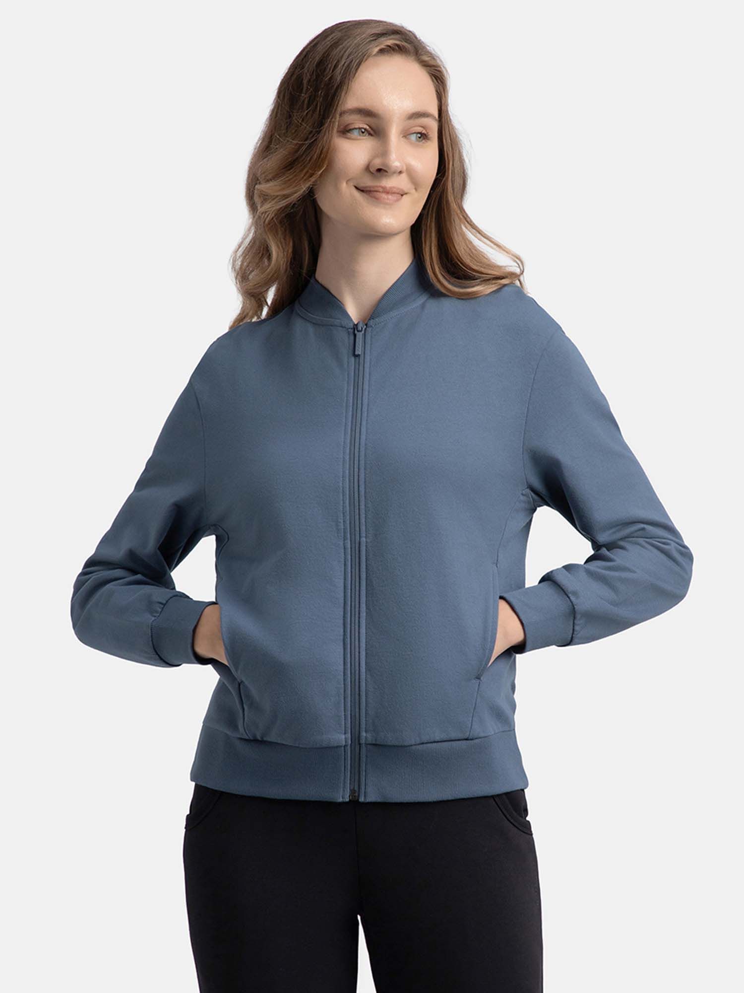 jockey A111 Women Super Combed Cotton Drop Shoulder Styled Jacket - Vintage Indigo-picture-10