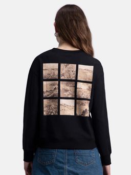 Jockey - A191 Women Super Combed Cotton French Terry Printed Sweatshirt - Black