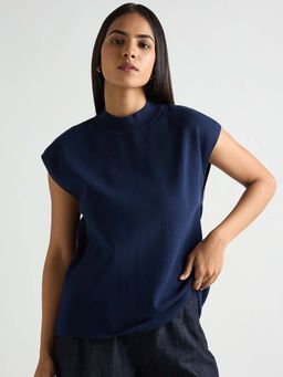 Femmella - Navy High Neck Top