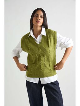 Femmella - Citrine Green Cable Knit Sweater