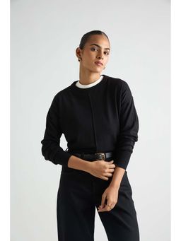 Femmella - Black Pintuck Detail Sweater