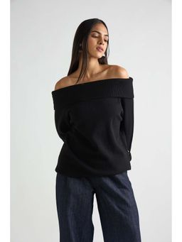 Femmella - Black Off Shoulder Sweater