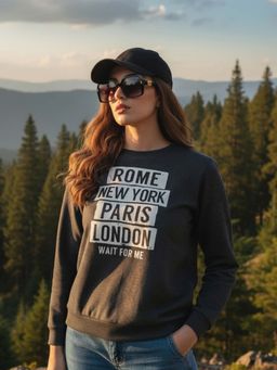 Sera - Trendy Black Graphic Printed Sweatshirt For Women