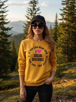 Sera - Yellow Black Printed Sweatshirt For Women