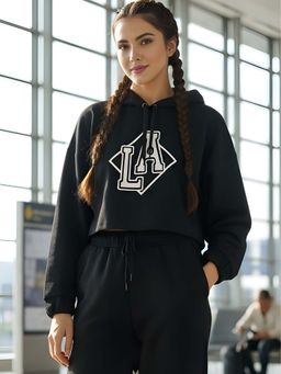 Sera - Black Crop Sweatshirt For Women