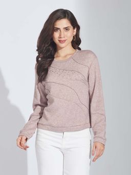 Latin Quarters - Womens Pink Full Sleeves Round Neck Casual Regular Sweatshirt