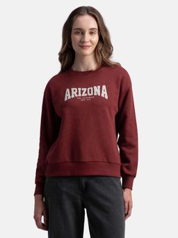 Jockey - U113 Women Cotton Rich Fleece Fabric Oversized Sweatshirt-Pomegranate