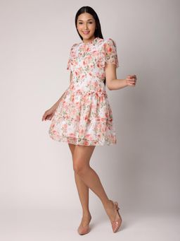BLANC9 - Rose Dress With Ruffle Detailed Tiers