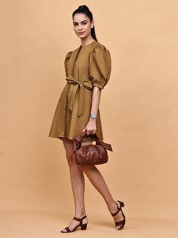 BLANC9 - Mustard Short Dress With Belt