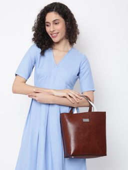 KLEIO - Dual Colour Vegan PU Leather Structured Shoulder Handbag With Strap For Womens-Ladies