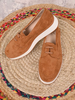 Jove - Women Camel Tan Solid Loafers