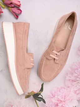 Jove - Women Pink Solid Loafers