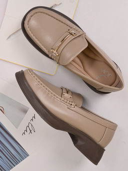 Jove - Women Khaki Solid Loafers