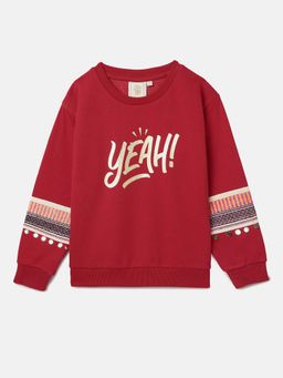 BYB Premium - Maroon Cotton Printed Sweatshirt “Yeah!” Full Sleeve