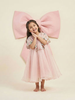 BYB Premium - Organza Woven Embellished Party Dresses -Pink