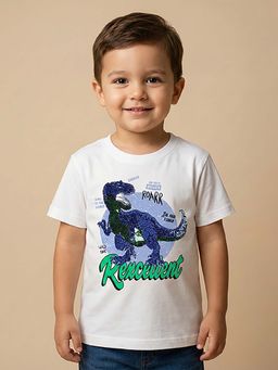 BYB Premium - White Dino Graphic Print T-Shirt