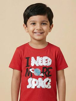 BYB Premium - Red Typographic Print T-Shirt
