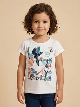 BYB Premium - White Bird Print T-Shirt