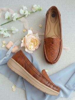 Twenty Dresses by Nykaa Fashion - Women Leather casual loafers with soft insole - Tan