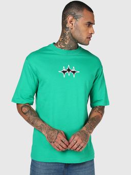 Bewakoof - Men's Blarney Green Typography Oversized T-Shirt