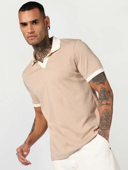Bewakoof - Men's Candied Ginger Beige Polo T-Shirt
