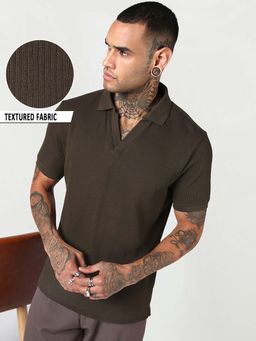 Bewakoof - Men's Green Textured Polo T-Shirt