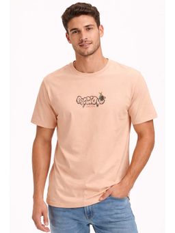 Parcel Yard - Men’s Cotton Round Neck Peach T-Shirt