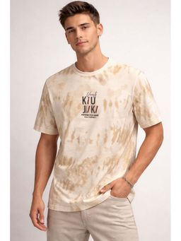 Parcel Yard - Men’s Cotton Round Neck Cream T-Shirt