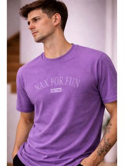 Parcel Yard - Men’s Cotton Round Neck Purple T-Shirt
