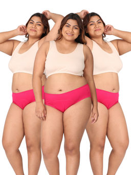 Adira - Curvy Women Pink Stain Free Period Panties (Pack of 3)