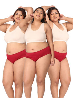 Adira - Curvy Women Maroon Stain Free Period Panties (Pack of 3)