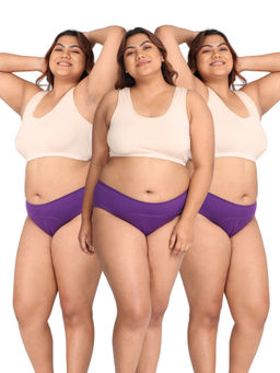 Adira - Curvy Women Purple Stain Free Period Panties (Pack of 3)