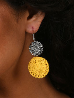 Sohi - Yellow Silver Plated Contemporary Drop Earrings