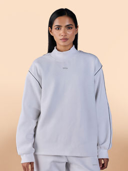 Kica - Fleece Oversized Sweatshirt With Contrast Piping For Everyday