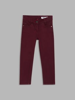 Blue Giraffe - Girls Wine Solid Fitted Mid-Rise Jeans