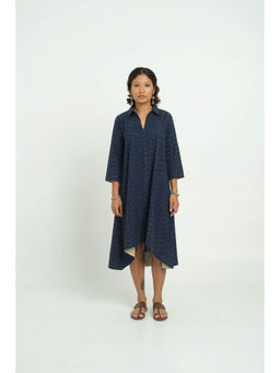Cyan - Handloom Printed Indigo Dress