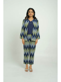 Cyan - Handloom Ikat Jacket