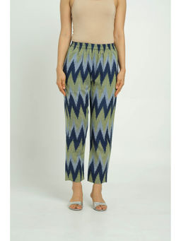 Cyan - Handloom Ikat Cotton Pant