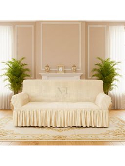 NFI Essentials - Beige Solid Modern Minimalistic Sofa Cover