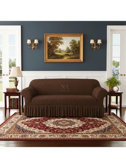 NFI Essentials - Brown Solid Modern Minimalistic Sofa Cover