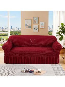 NFI Essentials - Maroon Solid Modern Minimalistic Sofa Cover