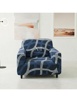 NFI Essentials - Navy Blue Geometric Modern Minimalistic Sofa Cover