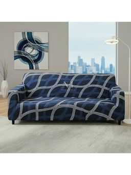 NFI Essentials - Navy Blue Geometric Modern Minimalistic Sofa Cover