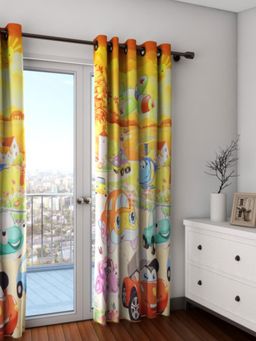 Swayam - Yellow Graphic Modern Minimalistic Curtain
