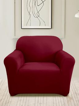 Cortina - Maroon Solid Modern Minimalistic Sofa Cover