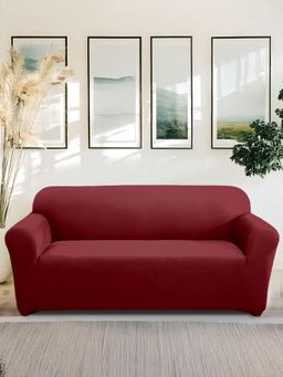 Cortina - Maroon Solid Modern Minimalistic Sofa Cover